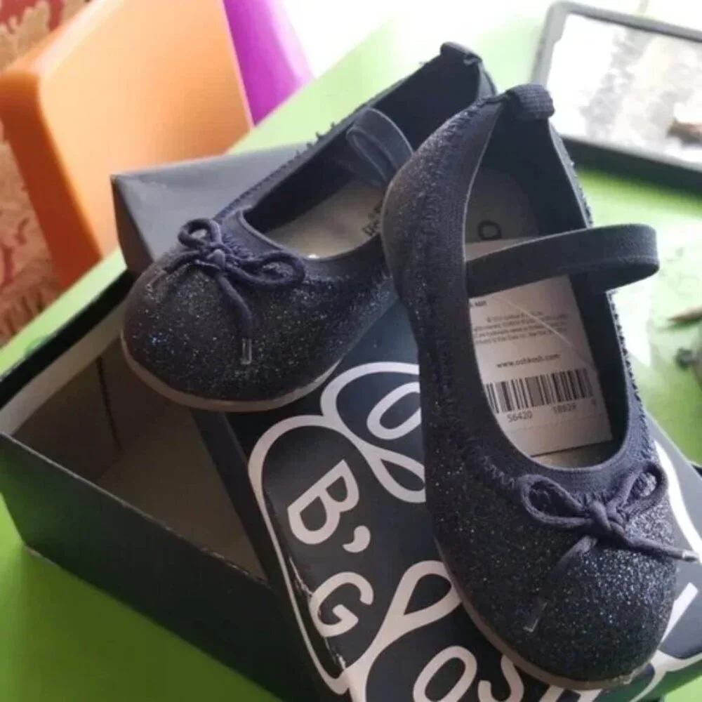 NWB oshkosh navy glitter toddler flat shoes toddler size 5